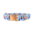 Fishing Bobber Pattern Dog Collar - metal silver