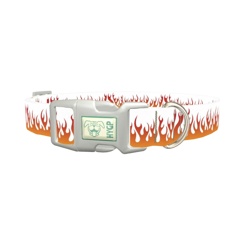 Red Flame Dog Collar - plastic silver