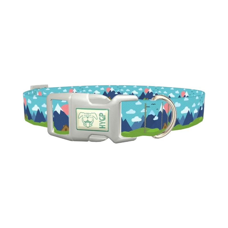 Mountain Landscape Dog Collar - plastic silver