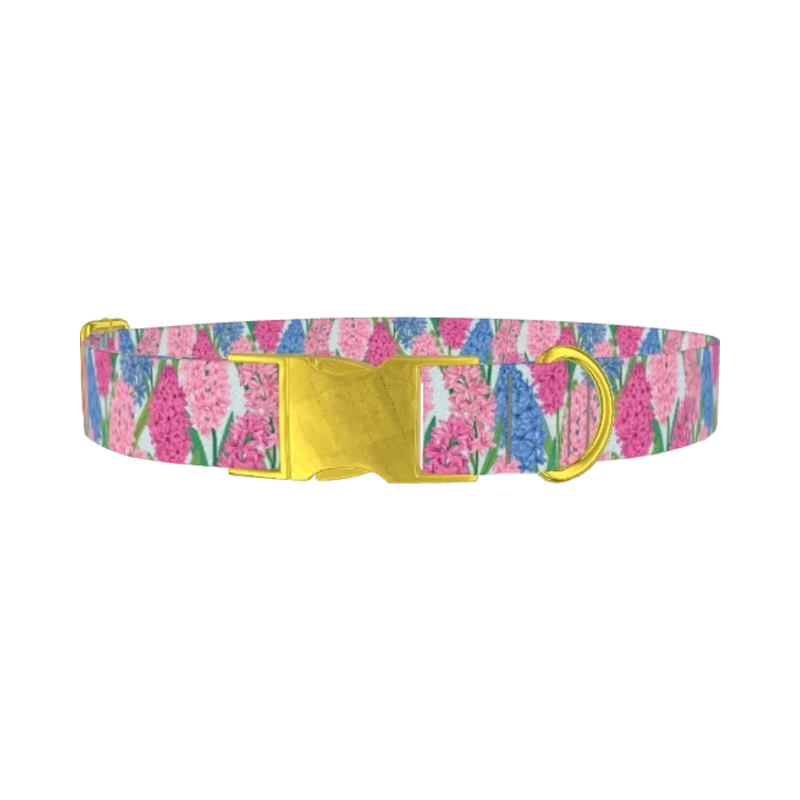 Floral Hyacinth Dog Collar - metal gold
