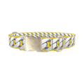 Silver Chain Yellow Dog Collar - metal silver