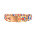 Multicolor Tie Dye Dog Collar - metal silver