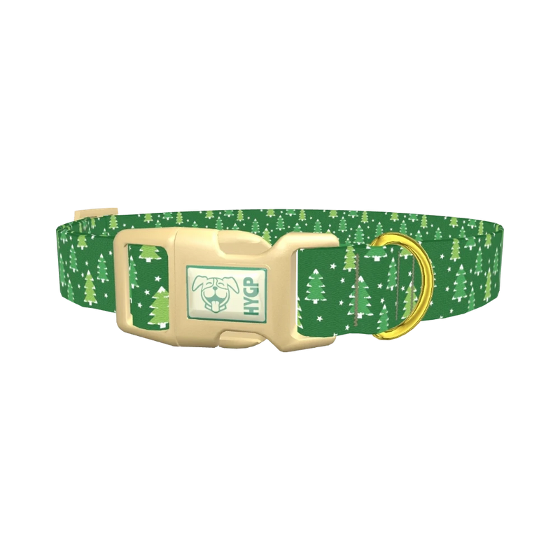 Christmas Evergreen Dog Collar - plastic gold
