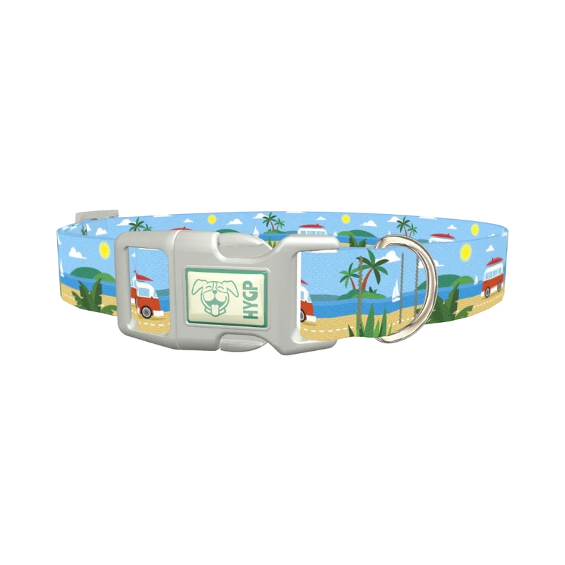Beach Vacation Dog Collar - plastic silver