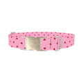 Red Heart Pink Background Dog Collar - metal silver
