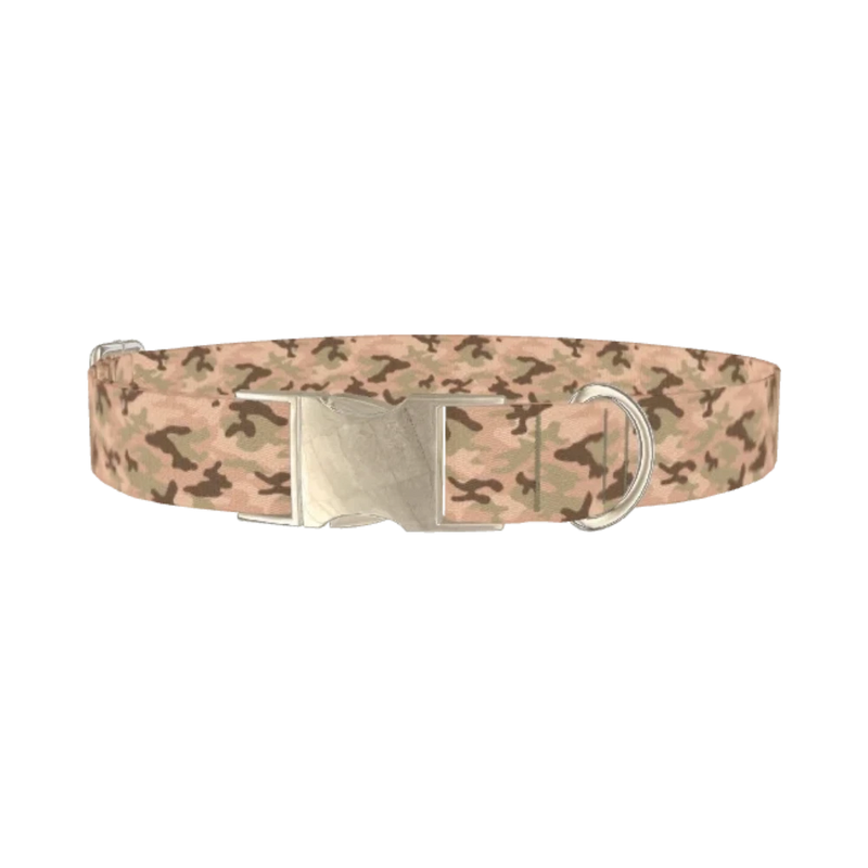 Sandy Camouflage Dog Collar - metal silver