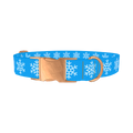 Blue Snowflake Pattern Dog Collar - metal rose gold