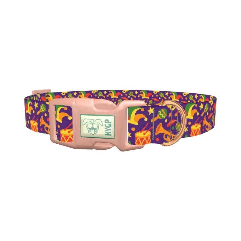 Mardi Gras Celebration Dog Collar - plastic rose gold