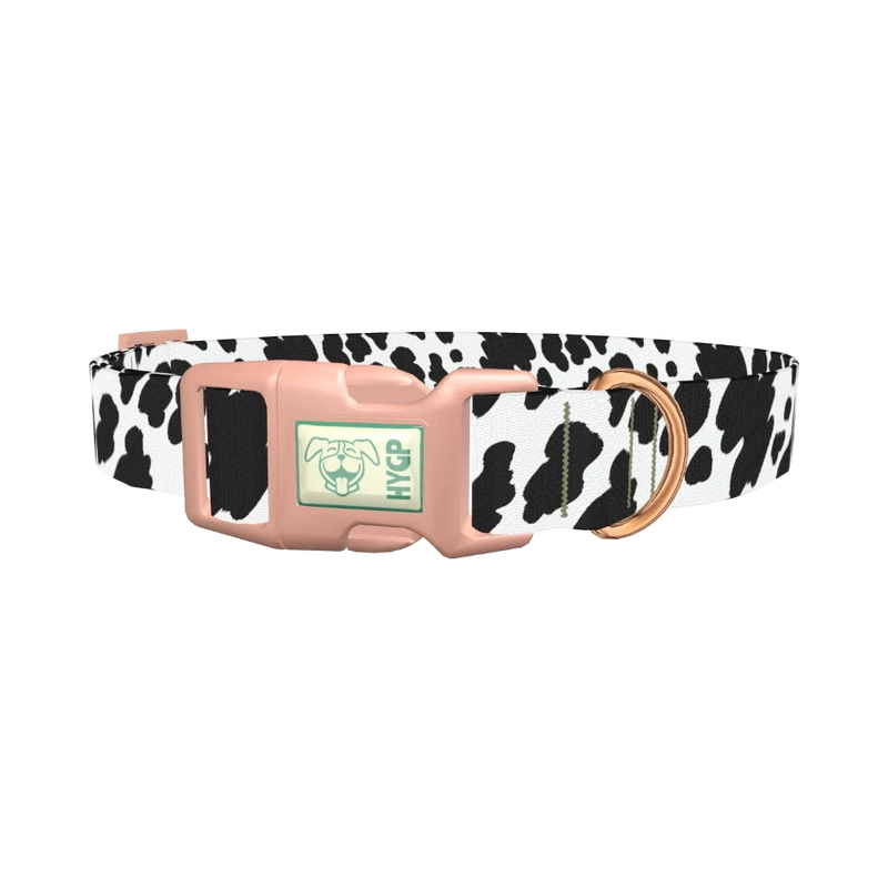 Cow Pattern Dog Collar - plastic rose gold