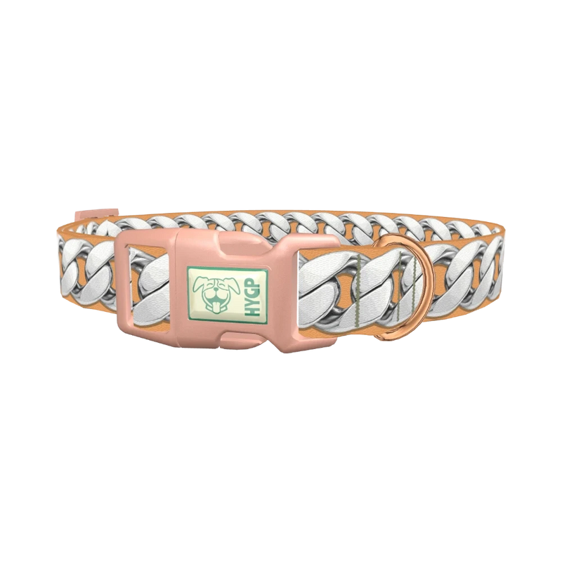Silver Chain Link Dog Collar - plastic rose gold