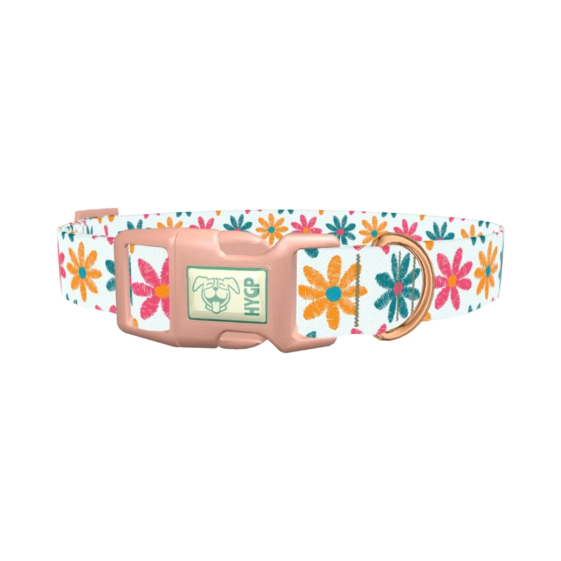 Floral Sketch Dog Collar - plastic rose gold