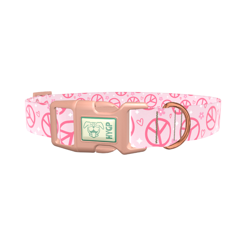 Peace Flower Dog Collar - plastic gold