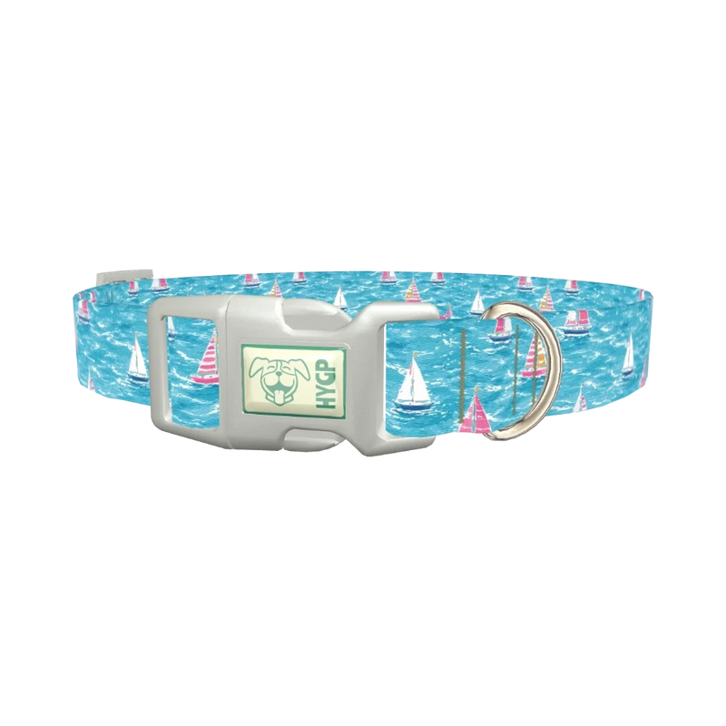 Sailboat Ocean Dog Collar - plastic silver