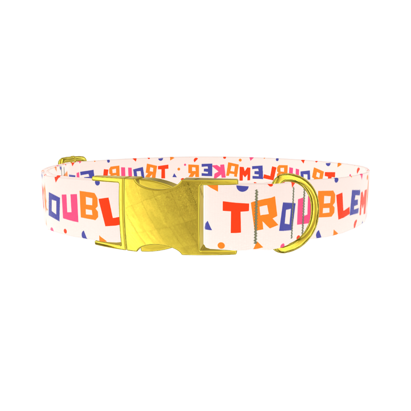Geometric Letter Dog Collar - metal gold