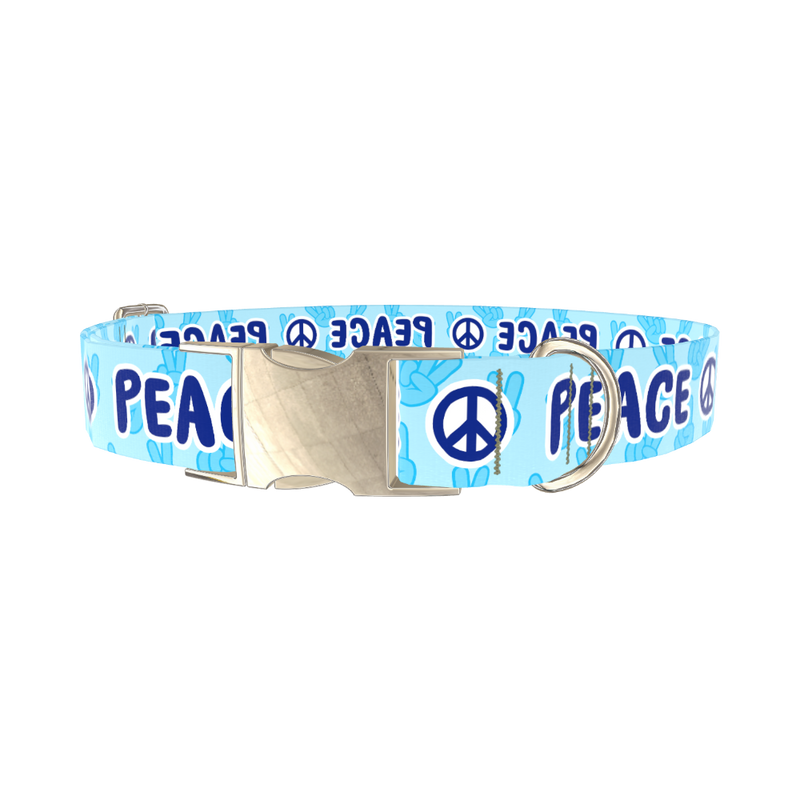 Peace Symbol Dog Collar - metal gold