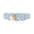 Hearts Pattern Dog Collar - metal silver