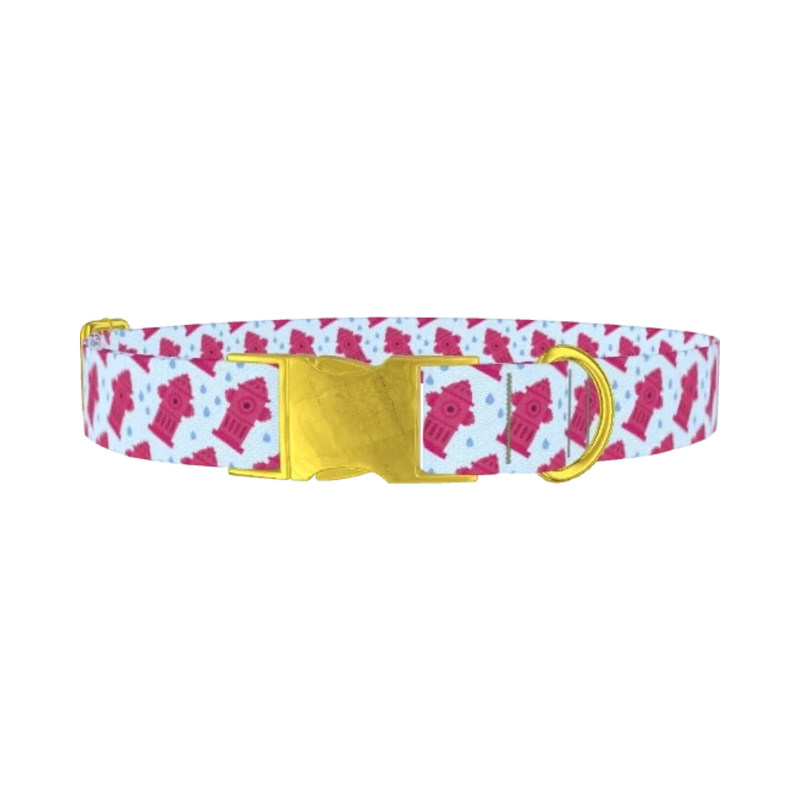 Pink Hydrant Dog Collar - metal gold