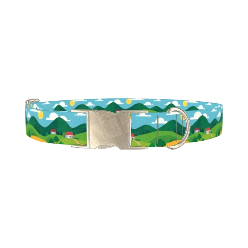 Landscape Hills Dog Collar - metal silver
