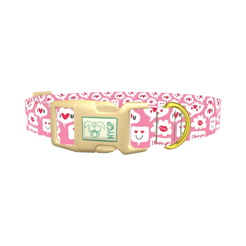 Love Speech Bubble Dog Collar - plastic gold