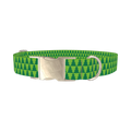 Green Christmas Tree Pattern Dog Collar - metal silver