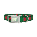 Red Bow Plaid Dog Collar - plastic silver
