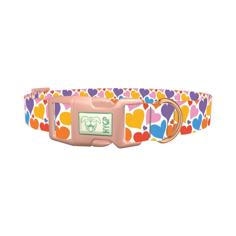 Multicolor Heart Dog Collar - plastic rose gold
