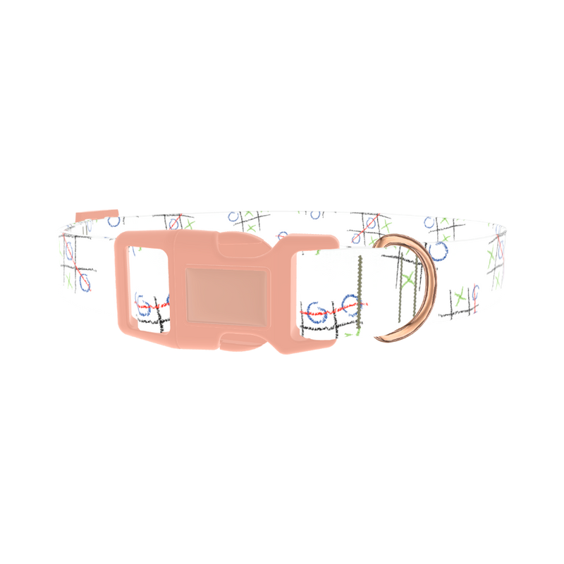 Tic Tac Toe Pattern Dog Collar - plastic rose gold
