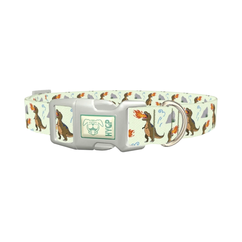 Dinosaur Fire Breath Dog Collar - plastic silver