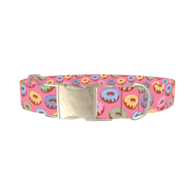 Colorful Donut Dog Collar - metal silver