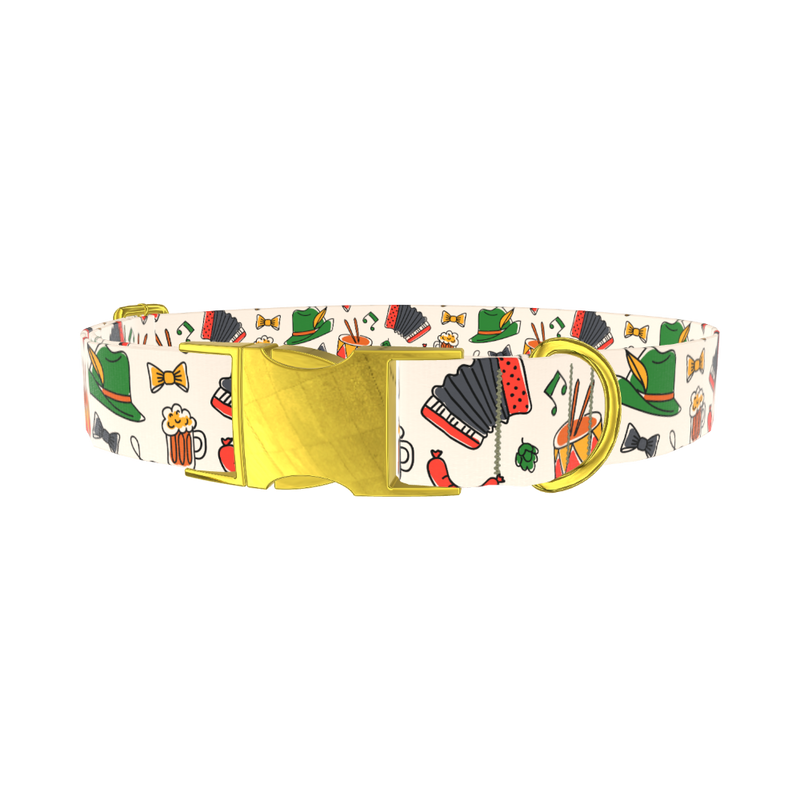 Oktoberfest Music Dog Collar - metal rose gold