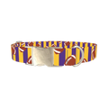 Purple Stripe Football Dog Collar - metal silver