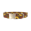 Autumn Floral Dog Collar - metal silver