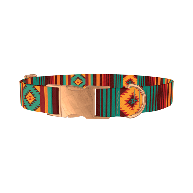 Tribal Stripes Dog Collar - metal rose gold