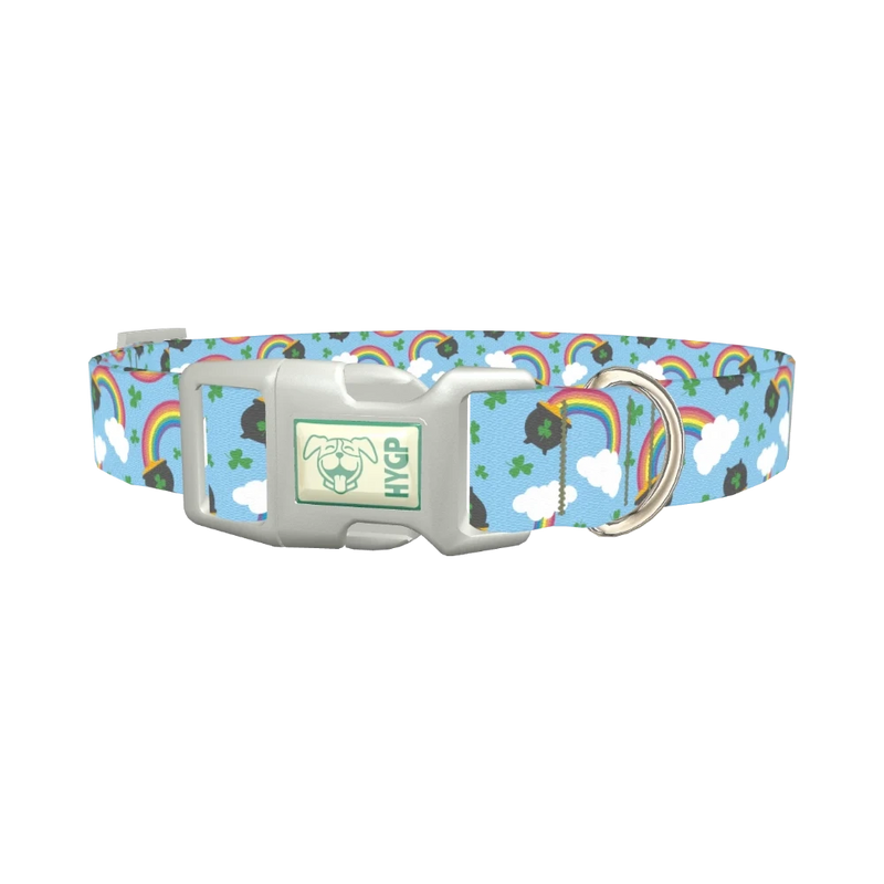 St. Patrick's Rainbow Dog Collar - plastic silver
