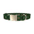Dark Green Christmas Plaid Dog Collar - metal rose gold