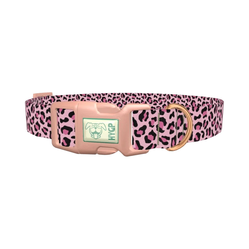 Pink Leopard Pattern Dog Collar - plastic rose gold