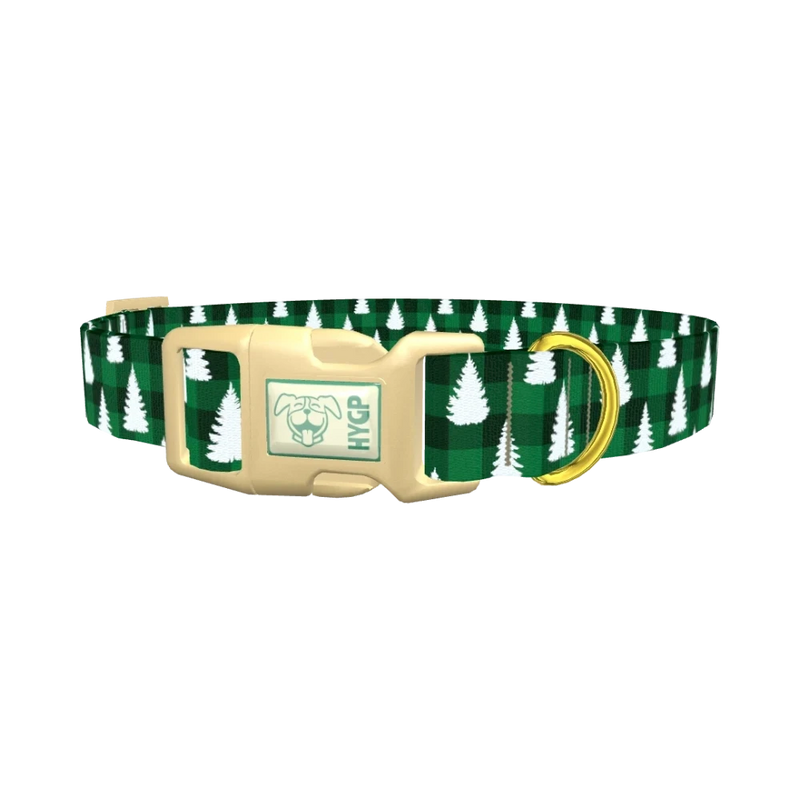 Fir Plaid Dog Collar - plastic gold