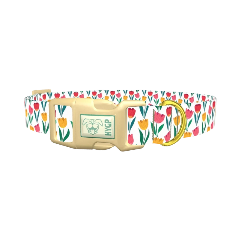 Colorful Tulip Dog Collar - plastic gold