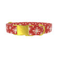 Red Snowflake Dog Collar - metal gold