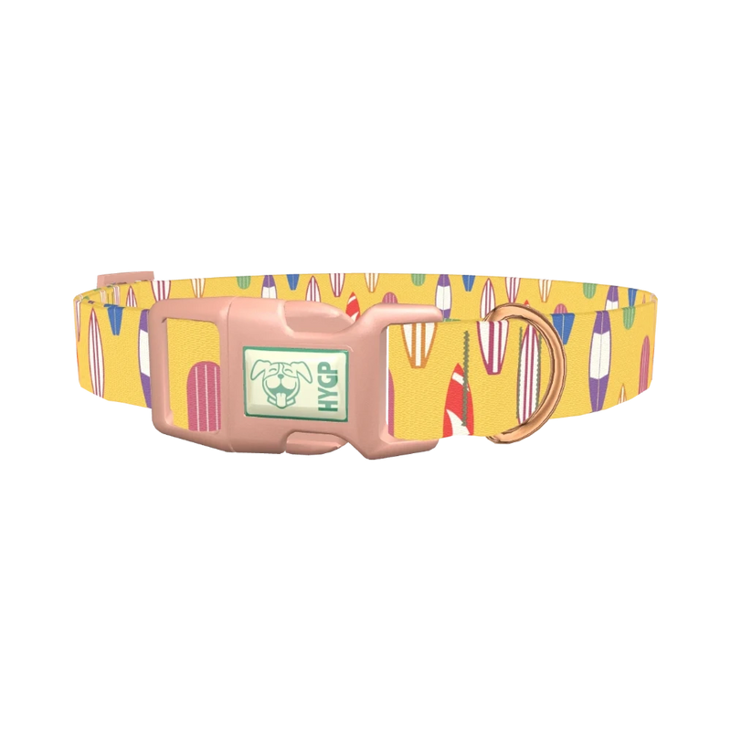 Surfboard Beach Dog Collar - plastic rose gold