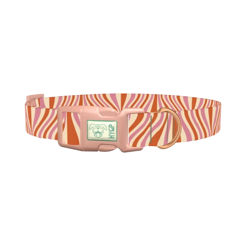 Retro Stripes Dog Collar - plastic rose gold