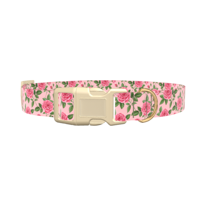 Floral Rose Dog Collar - plastic rose gold