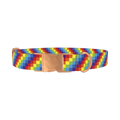 Rainbow Checkered Dog Collar - metal rose gold