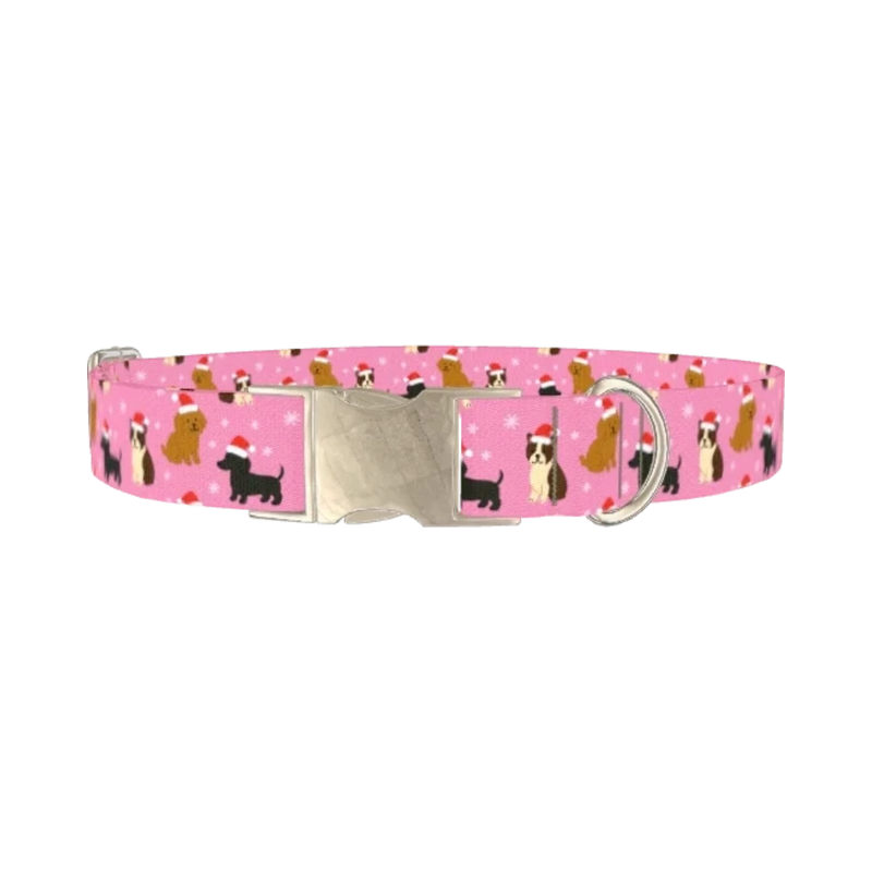 Christmas Dogs Dog Collar - metal silver