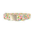 Floral Tulip Stripes Dog Collar - metal silver