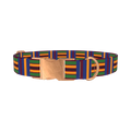 Azure Brown Green Stripe Dog Collar - metal rose gold