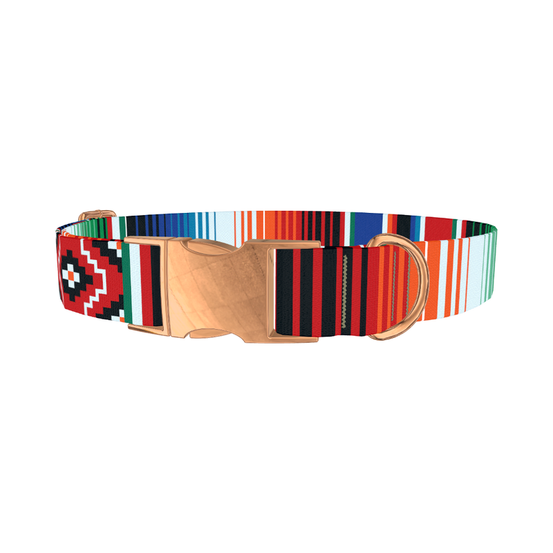 Mexican Stripe Pattern Dog Collar - metal rose gold