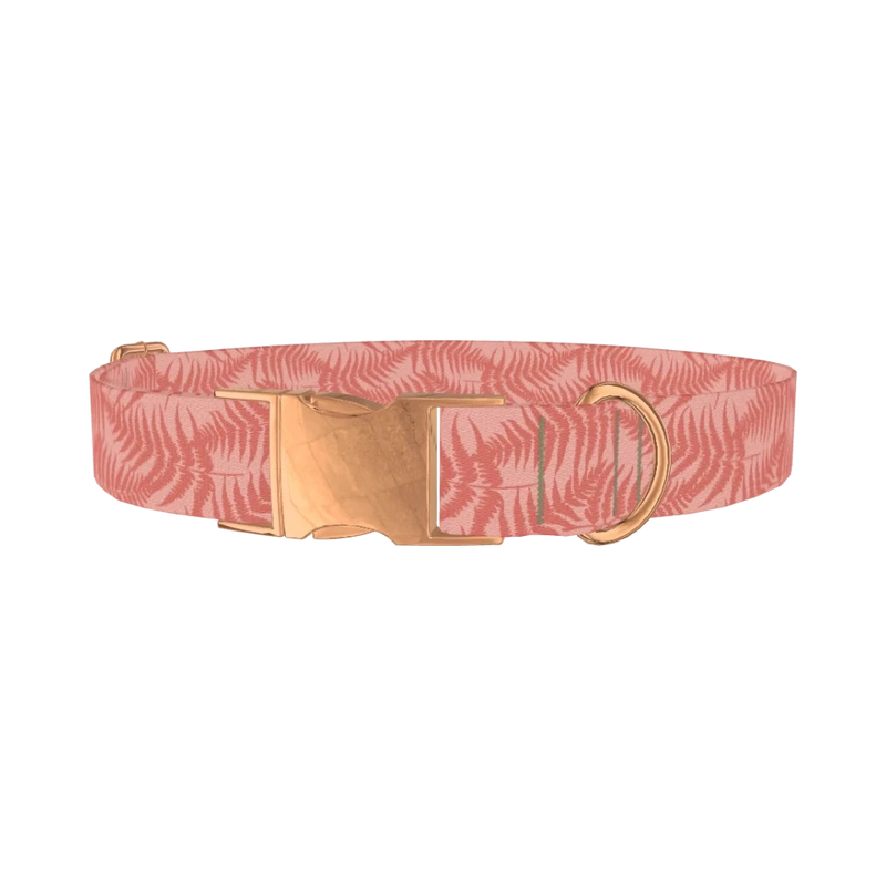 Floral Fern Dog Collar - metal rose gold