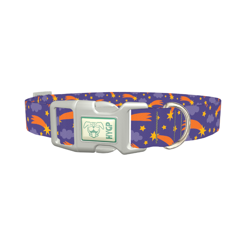 Space Comet Dog Collar - plastic silver