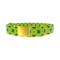 Green Clover Pattern Dog Collar - metal rose gold